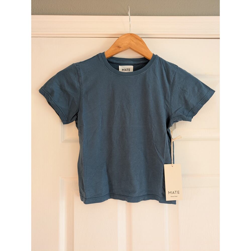 MATE The Label Organic Cotton Shrunken Tee Shirt Pacific Blue XS NWT